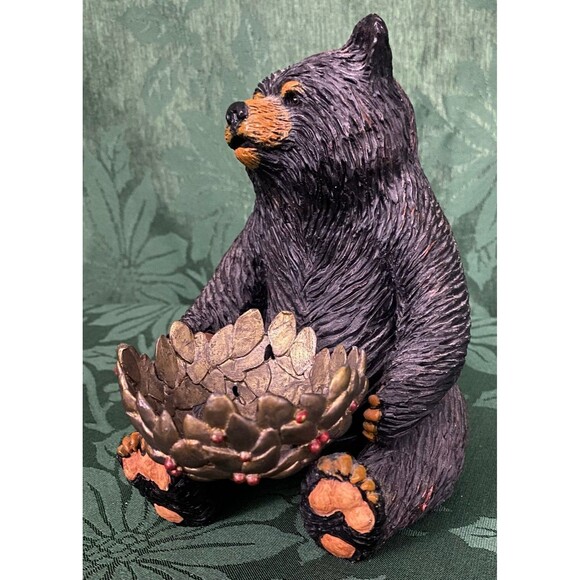 Department 56 Bear Resin Figurine with small metal bowl - Picture 5 of 8